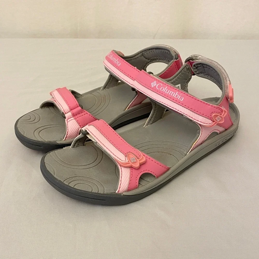 Columbia Sz 4 Youth Sandals Pink Adjustable Straps Walking Hiking Girls Shoes